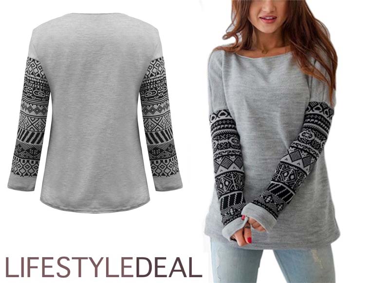 Lifestyle Deal - Dames Trui Grijs/Zwart Patroon Lifestyle Deal - Dames Trui Grijs/Zwart Patroon