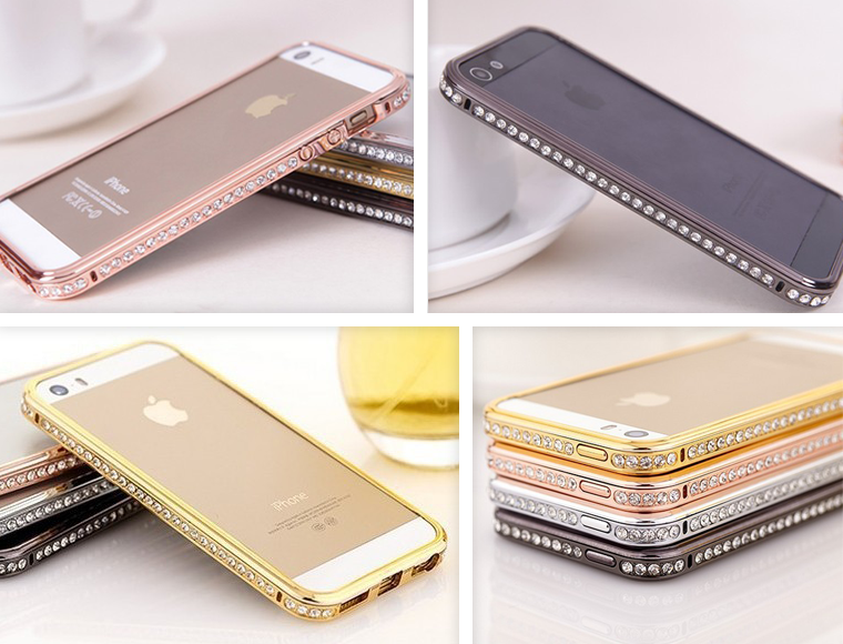 Lifestyle Deal - Diamond Frame Voor Iphone 4(S) Of 5(S) In De Kleuren Goud, Zilver, Rosegoud Of Zwart Lifestyle Deal - Diamond Frame Voor Iphone 4(S) Of 5(S) In De Kleuren Goud, Zilver, Rosegoud Of Zwart