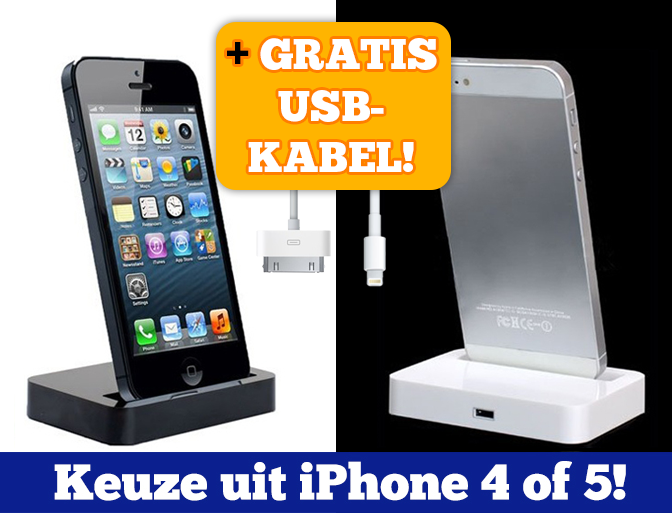 Lifestyle Deal - Docking Station Voor Iphone 4 / 4S Of 5 In Zwart Of Wit + Gratis Kabel Lifestyle Deal - Docking Station Voor Iphone 4 / 4S Of 5 In Zwart Of Wit + Gratis Kabel