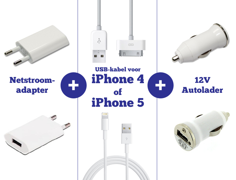 Lifestyle Deal - Driedelige Oplaadset Voor Iphone 4/4S Of Iphone 5 Lifestyle Deal - Driedelige Oplaadset Voor Iphone 4/4S Of Iphone 5