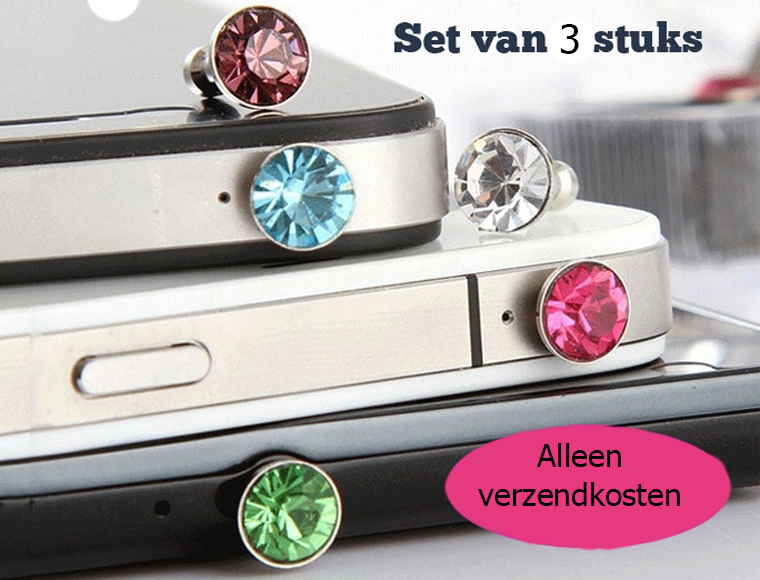 Lifestyle Deal - Gratis 3X Trendy Diamond Style Dust Plug Voor Je Smartphone Of Tablet Lifestyle Deal - Gratis 3X Trendy Diamond Style Dust Plug Voor Je Smartphone Of Tablet