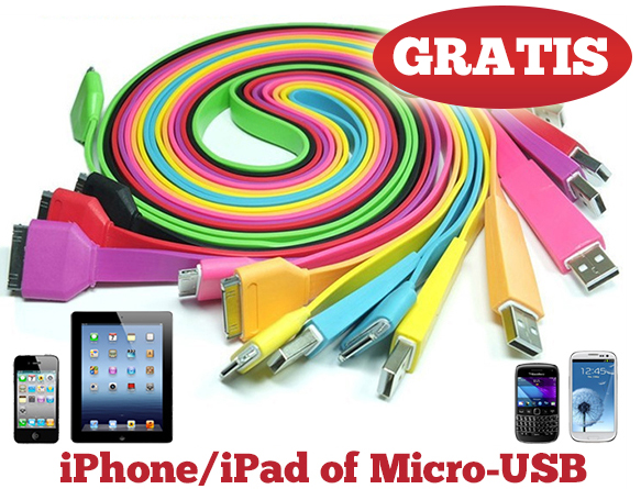Lifestyle Deal - Gratis Kleurrijke Flat Kabels Voor Iphone/ipad Of Micro-usb Lifestyle Deal - Gratis Kleurrijke Flat Kabels Voor Iphone/ipad Of Micro-usb