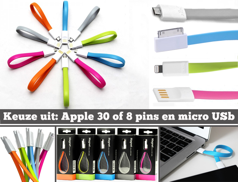 Lifestyle Deal - Handige Magnetische Usb Kabel Voor Apple 8 Of 30 Pins Of Micro Usb