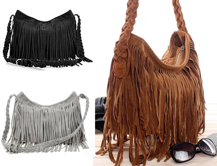 Lifestyle Deal - Hippe Suede Fringe Schoudertas In 3 Kleuren