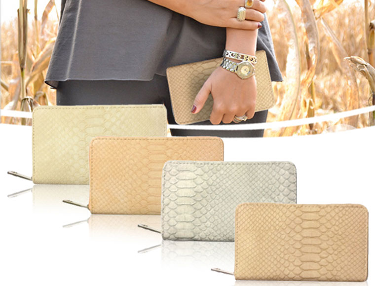 Lifestyle Deal - Luxe Portemonnee Met Snake Design In 4 Verschillende Pastel-Kleuren Lifestyle Deal - Luxe Portemonnee Met Snake Design In 4 Verschillende Pastel-Kleuren