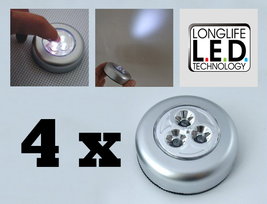 Lifestyle Deal - Set Van 4 Touch-on Led-spotjes Lifestyle Deal - Set Van 4 Touch-on Led-spotjes