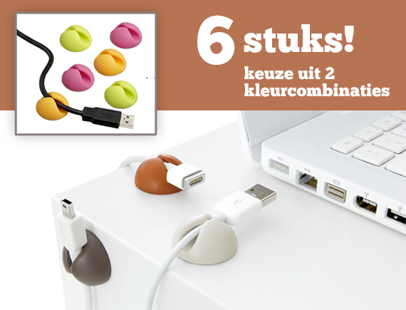 Lifestyle Deal - Set Van 6 Handige Cable Drops In 2 Kleurencombinaties Lifestyle Deal - Set Van 6 Handige Cable Drops In 2 Kleurencombinaties