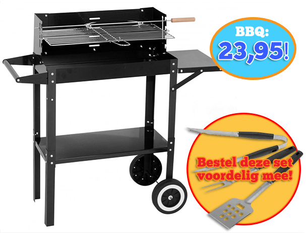 Lifestyle Deal - Stalen Houtskool-barbecue Op Wielen