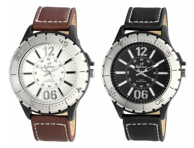 Lifestyle Deal - Stijlvol Timetech Xxl Herenhorloge In Bruin Of Zwart