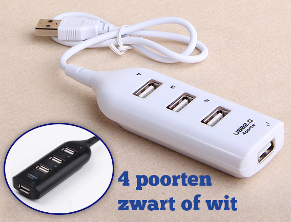 Lifestyle Deal - Stijlvolle 4-Poorts Usb-hub In Zwart Of Wit Lifestyle Deal - Stijlvolle 4-Poorts Usb-hub In Zwart Of Wit