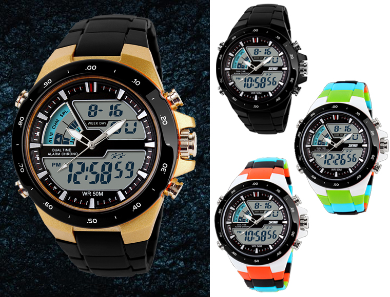 Lifestyle Deal - Stoer Dual Time Herenhorloge In 4 Verschillende Kleuren Lifestyle Deal - Stoer Dual Time Herenhorloge In 4 Verschillende Kleuren