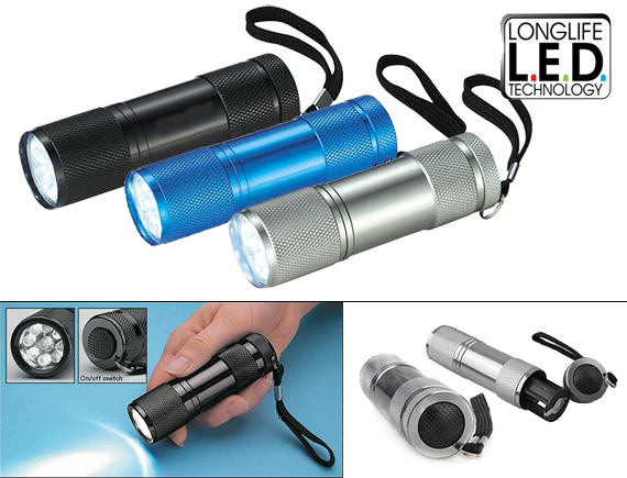 Lifestyle Deal - Superfelle Mini-zaklamp Met 9 Led's In 3 Kleuren Lifestyle Deal - Superfelle Mini-zaklamp Met 9 Led's In 3 Kleuren