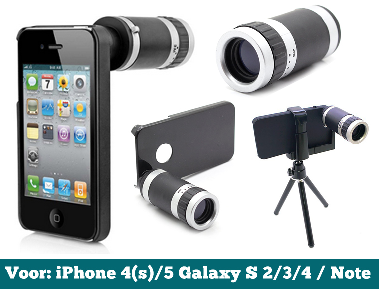 Lifestyle Deal - Telelens Met 8X Zoom Voor Iphone, Samsung Galaxy Of Note Met Of Zonder Statief