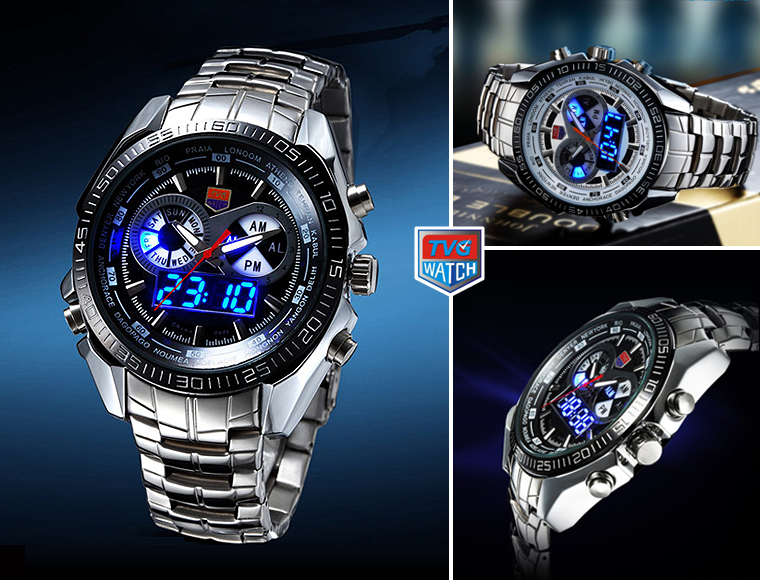 Lifestyle Deal - Tvg Seal Elite Herenhorloge Met Analoge En Digitale Led-klok In 2 Kleuren Lifestyle Deal - Tvg Seal Elite Herenhorloge Met Analoge En Digitale Led-klok In 2 Kleuren