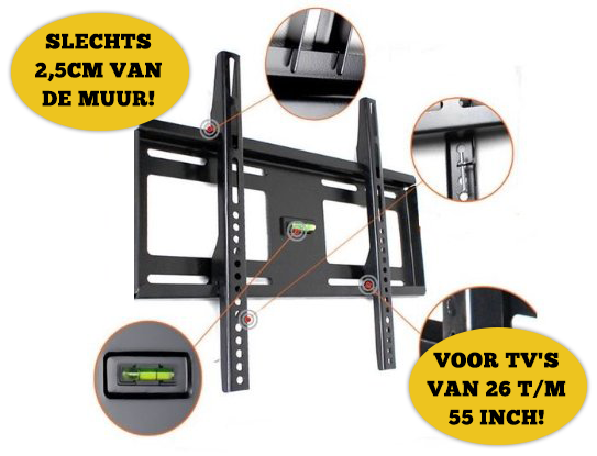 Lifestyle Deal - Ultraplatte Muurbeugel Voor Tv's Van 26-55 Inch Lifestyle Deal - Ultraplatte Muurbeugel Voor Tv's Van 26-55 Inch
