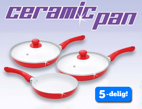 Lifestyle Deal - Vijfdelige Nano-keramische Pannenset (20, 24 En 28 Cm + 2 Deksels) Lifestyle Deal - Vijfdelige Nano-keramische Pannenset (20, 24 En 28 Cm + 2 Deksels)