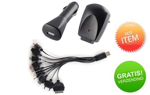 Marge Deals - 10 Plugs Universele Lader Set Marge Deals - 10 Plugs Universele Lader Set