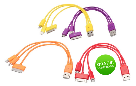 Marge Deals - 4 In 1 Usb Oplaad Kabel In 9 Kleuren 2Stuks