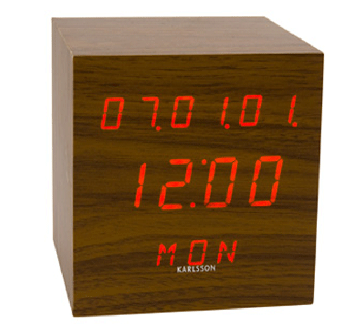 Mega Gadgets - Wooden Clock Cube, Voor 15:30Uur Besteld, Altijd De Volgende Dag In Huis!