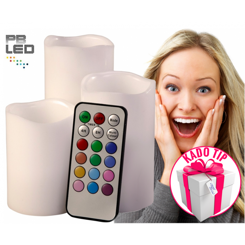 One Day For Ladies - 3 Led kaarsen met afstandsbediening