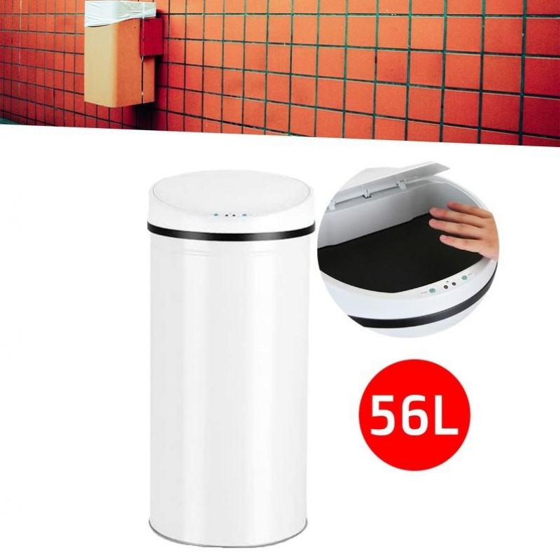 One Day For Ladies - Monzana Automatische RVS Sensor Vuilnisbak 56L Wit One Day For Ladies - Monzana Automatische RVS Sensor Vuilnisbak 56L Wit