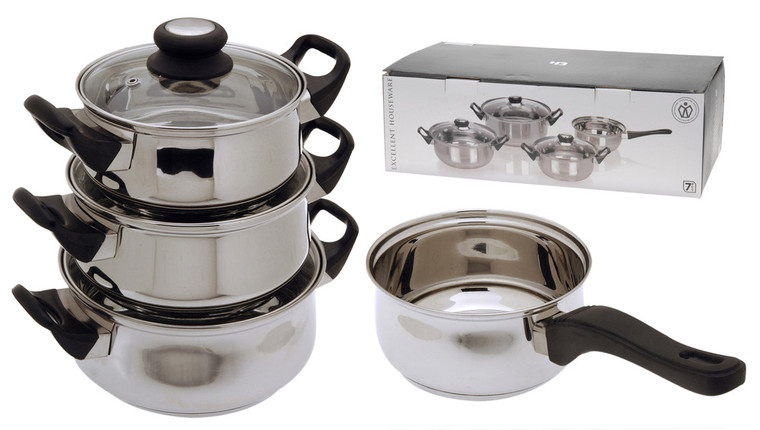 One Day For Ladies - Pannenset 7 delig met glazen deksel One Day For Ladies - Pannenset 7 delig met glazen deksel