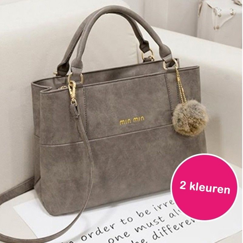 One Day For Ladies - Stijlvolle handtas met fluffy hanger One Day For Ladies - Stijlvolle handtas met fluffy hanger