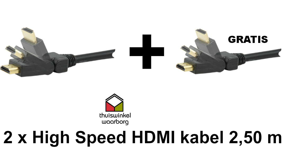 One Day Price - 2 x High Speed HDMI kabel 2,50 m