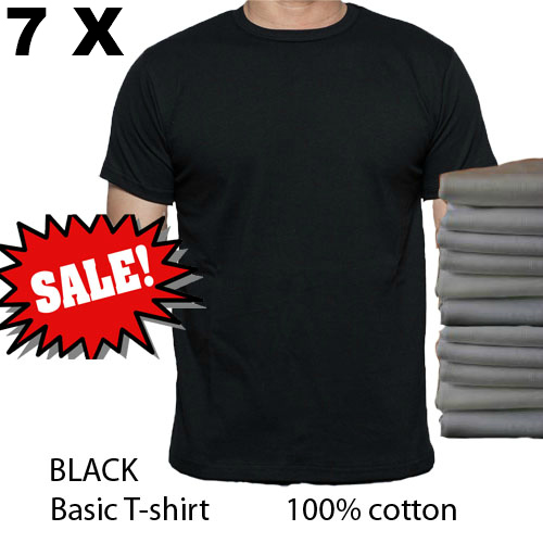 One Day Price - 7 stuks T-shirts basic zwart One Day Price - 7 stuks T-shirts basic zwart
