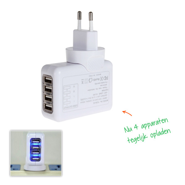 One Day Price - Oplader met 4 USB-poorten