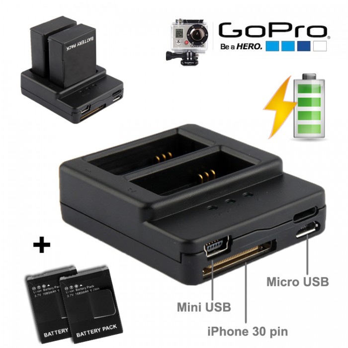 Price Attack - Duo Acculader Voor Gopro Hero 3(+) Price Attack - Duo Acculader Voor Gopro Hero 3(+)