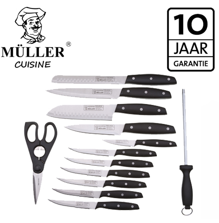 Spullen.nl - Muller Cuisine 13 delige Masterchief messenset met gratis messenblok!