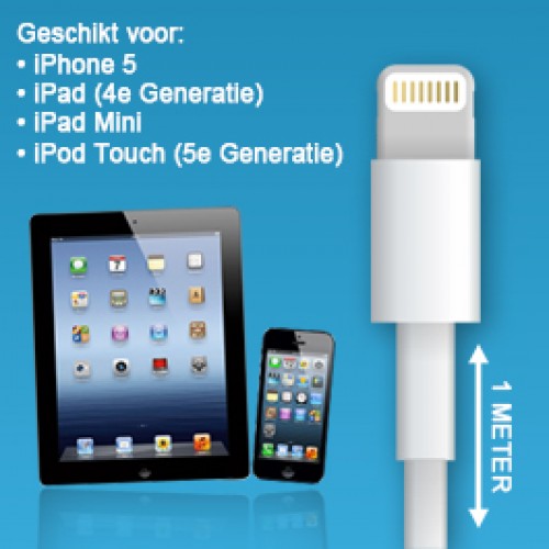 Super Dagdeal - 1 meter USB-kabel (Lightning-connector) Super Dagdeal - 1 meter USB-kabel (Lightning-connector)