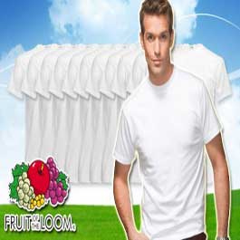 Super Dagdeal - 12 witte Fruit of the Loom t-shirts van 100% katoen: bekende kwaliteit en in alle maten! Super Dagdeal - 12 witte Fruit of the Loom t-shirts van 100% katoen: bekende kwaliteit en in alle maten!