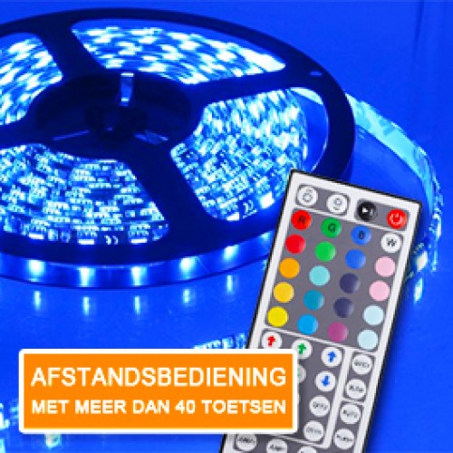Super Dagdeal - 5 meter lange RGB LED-lichtstrip met afstandsbediening Super Dagdeal - 5 meter lange RGB LED-lichtstrip met afstandsbediening