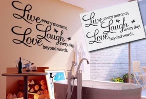 Super Dagdeal - Live, Laugh and Love - Muursticker: decoreer jouw muur/wand met een originele muursticker! Super Dagdeal - Live, Laugh and Love - Muursticker: decoreer jouw muur/wand met een originele muursticker!