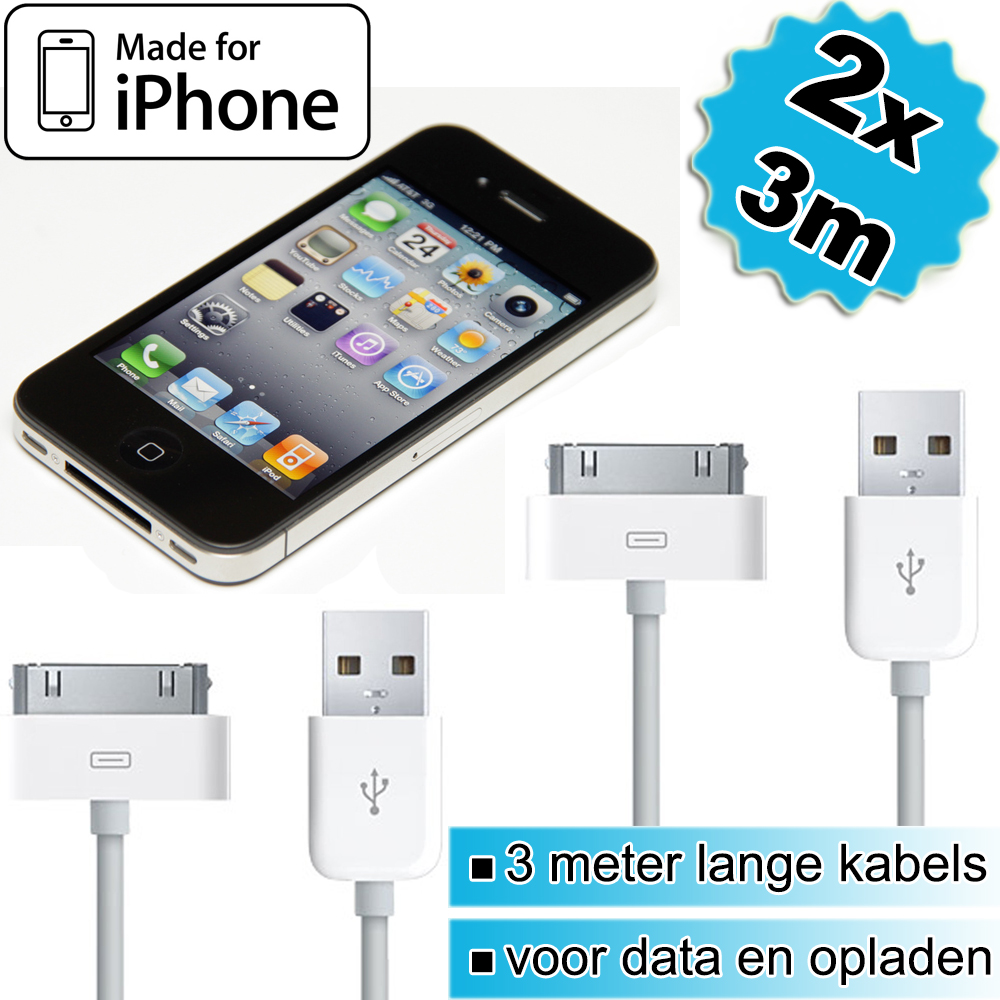 Today's Best Deal - 2x USB Kabel voor iPhone 3m Today's Best Deal - 2x USB Kabel voor iPhone 3m