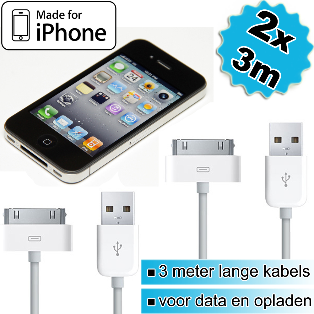 Today's Best Deal - 2x USB Kabel voor iPhone 3m