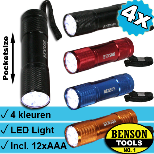 Today's Best Deal - 4x Benson LED Zaklampen inclusief batterijen Today's Best Deal - 4x Benson LED Zaklampen inclusief batterijen
