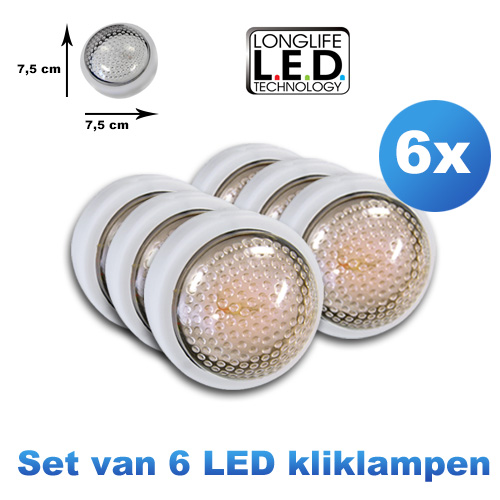 Today's Best Deal - Set van 6 LED kliklampen Today's Best Deal - Set van 6 LED kliklampen
