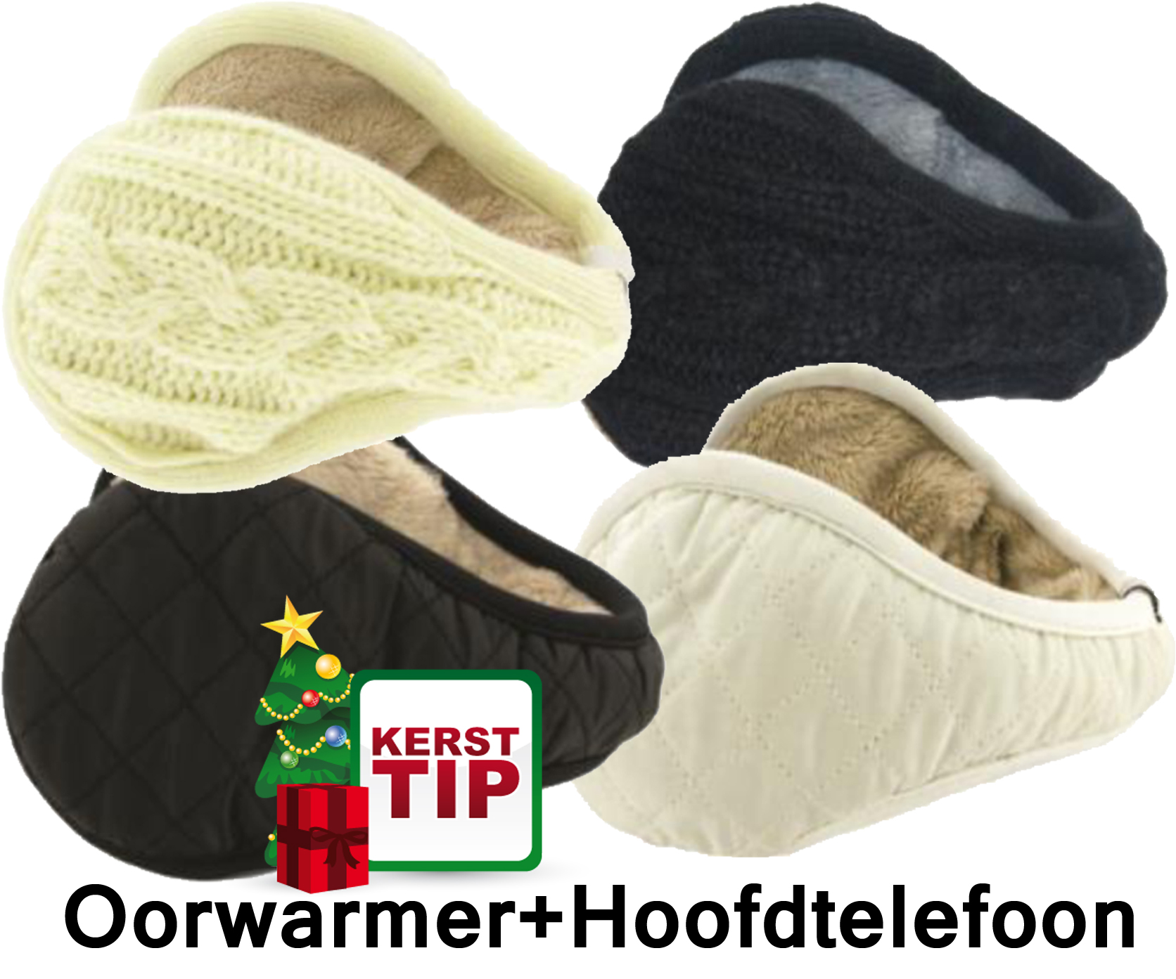 Today's Best Deal - Wit wollen oorwarmers met ingebouwde hoofdtelefoon