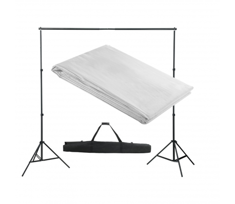 VidaXL - Achtergrondsysteem met wit doek 300 x 300 cm. VidaXL - Achtergrondsysteem met wit doek 300 x 300 cm.