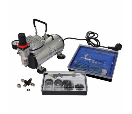 VidaXL - Airbrush compressor incl. set met 2 spuitpistolen.