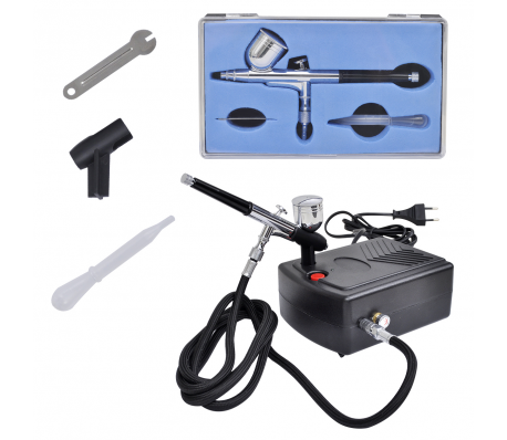 VidaXL - Airbrush compressorset met luchtstroomregelaar 1,5 m luchtslang VidaXL - Airbrush compressorset met luchtstroomregelaar 1,5 m luchtslang