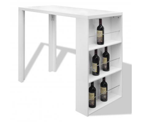 VidaXL - Bartafel hoogglans incl. rek Wit VidaXL - Bartafel hoogglans incl. rek Wit