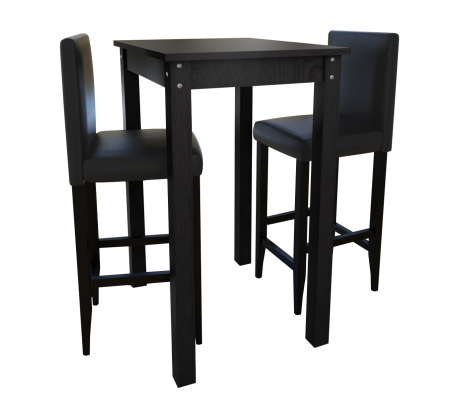 VidaXL - Bartafel met 2 barstoelen zwart