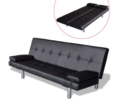 VidaXL - Bedbank met twee kussens (zwart) VidaXL - Bedbank met twee kussens (zwart)