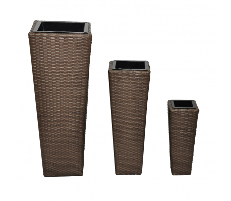 VidaXL - Bloembakken wicker 3 stuks (bruin) VidaXL - Bloembakken wicker 3 stuks (bruin)