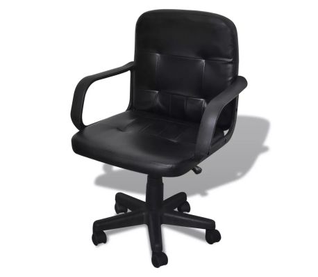 VidaXL - Bureaustoel leer met exclusief design zwart 59 x 51 x 81-89 cm