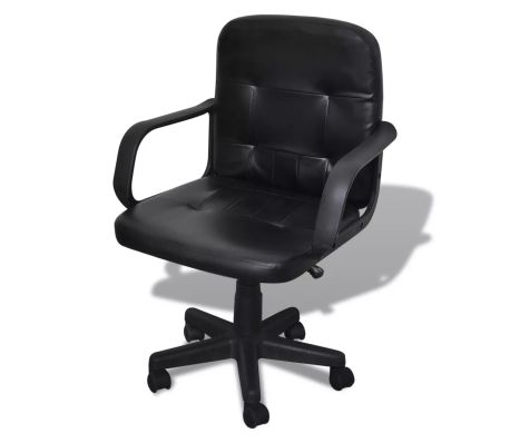 VidaXL - Bureaustoel leer met exclusief design zwart 59 x 51 x 81-89 cm VidaXL - Bureaustoel leer met exclusief design zwart 59 x 51 x 81-89 cm